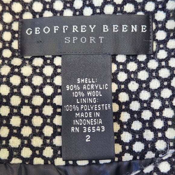 Geoffrey Beene Sport Tweed Mini Skirt 2 Black White Faux Button Front Preppy - Picture 3 of 9